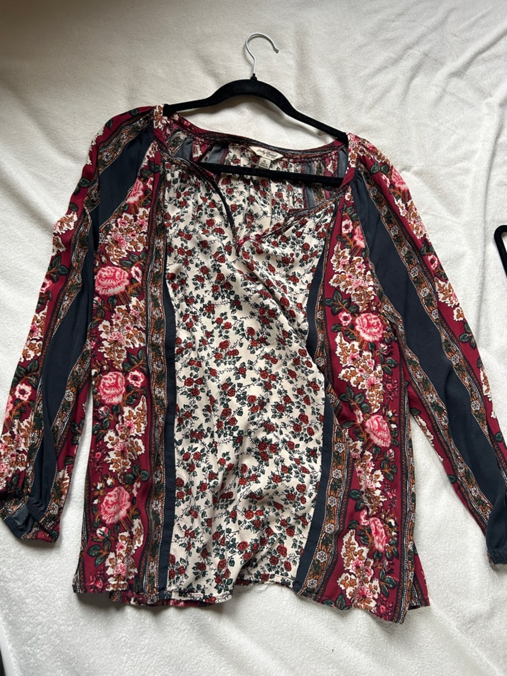 Lucky brand Boho Peasant Blouse - Burgundy floral